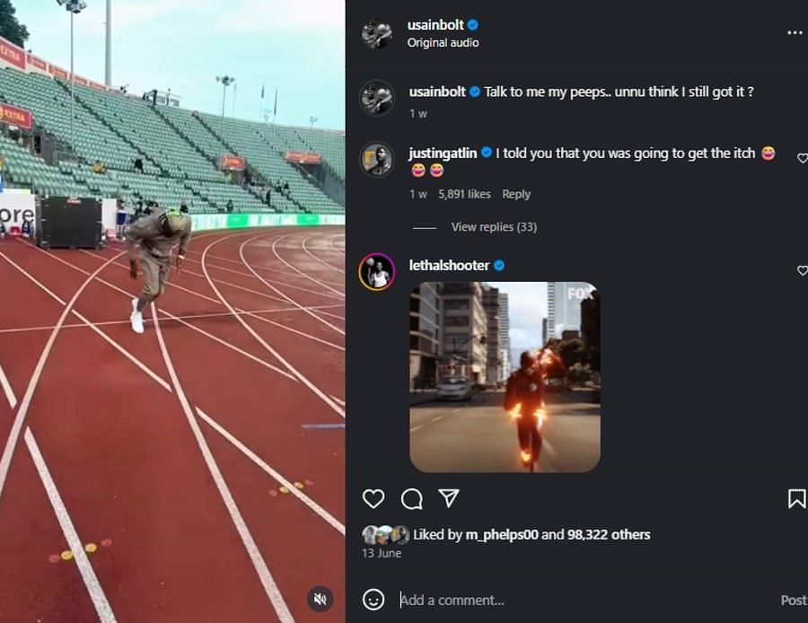 Screenshot of the Instagram post's comment section.